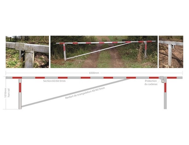 Barrière acier pivotante - 6 m